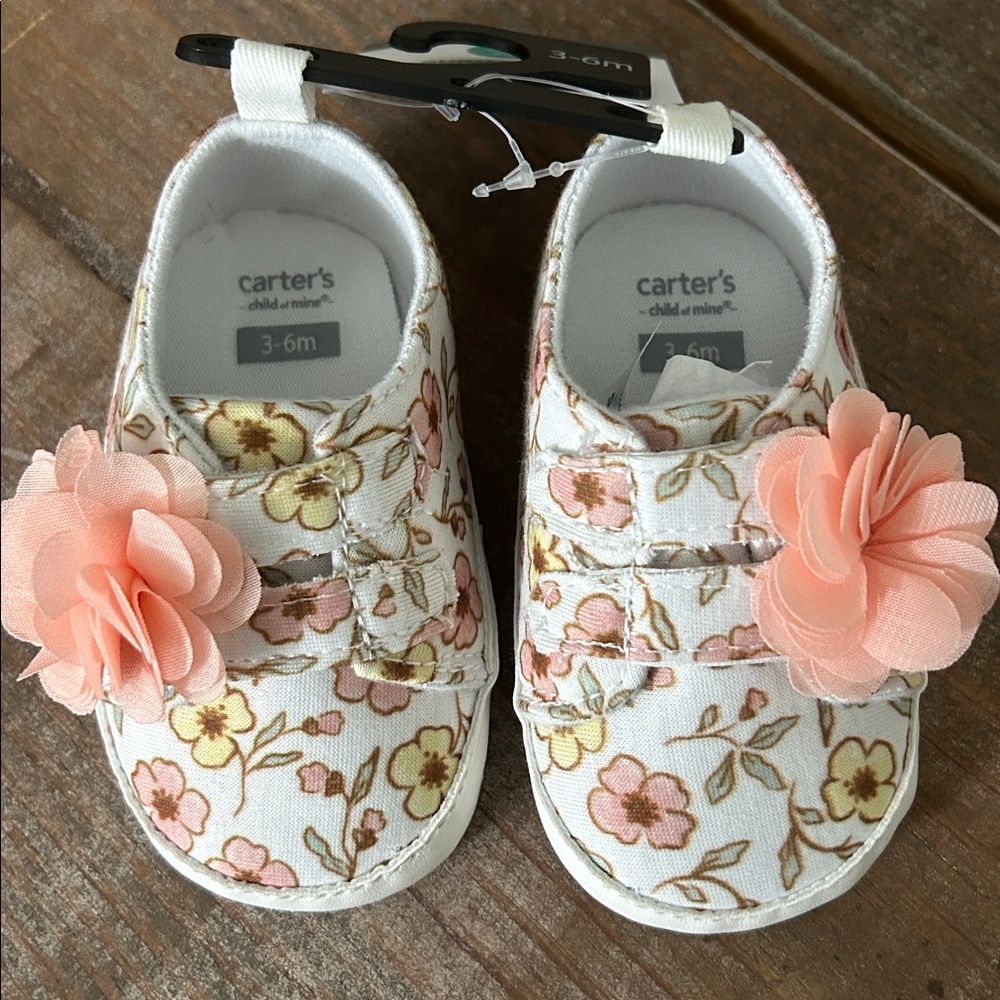 Carter's Baby Shoes with Floral and Peach Details